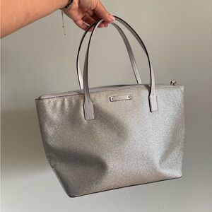 Kate Spade Silver Glitter Tote Bag - Women's Shoulder Bag